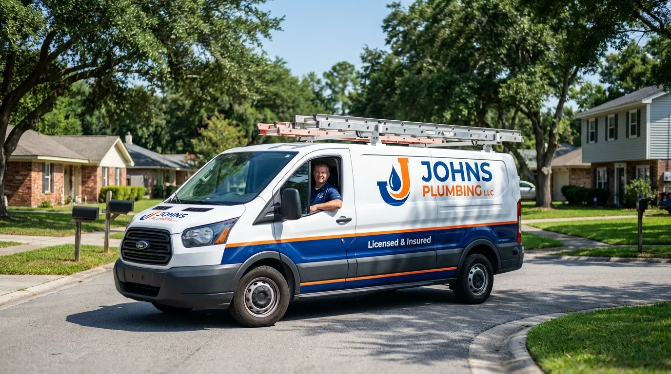 Johns Plumbing LLC service van in Jefferson City, MO