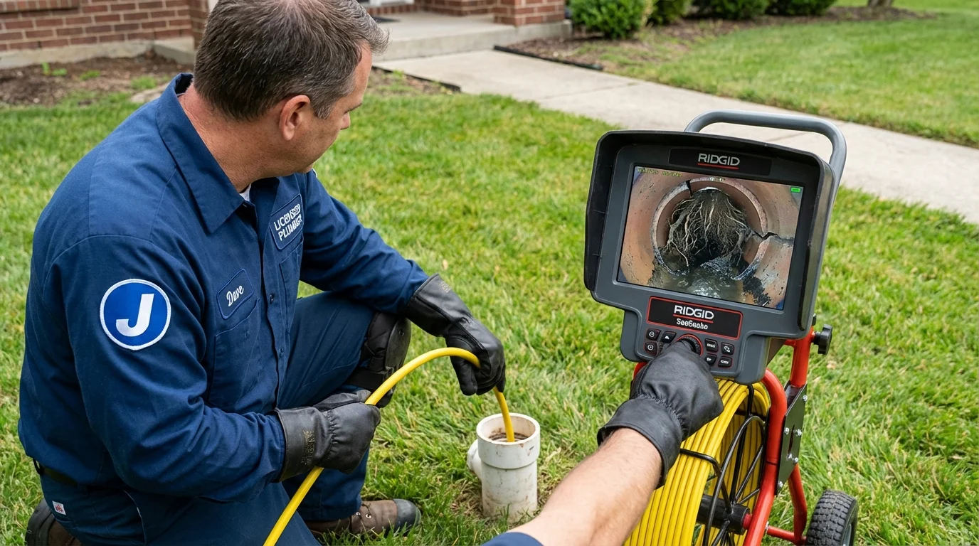 Sewer camera inspection being performed by Johns Plumbing LLC in Jefferson City