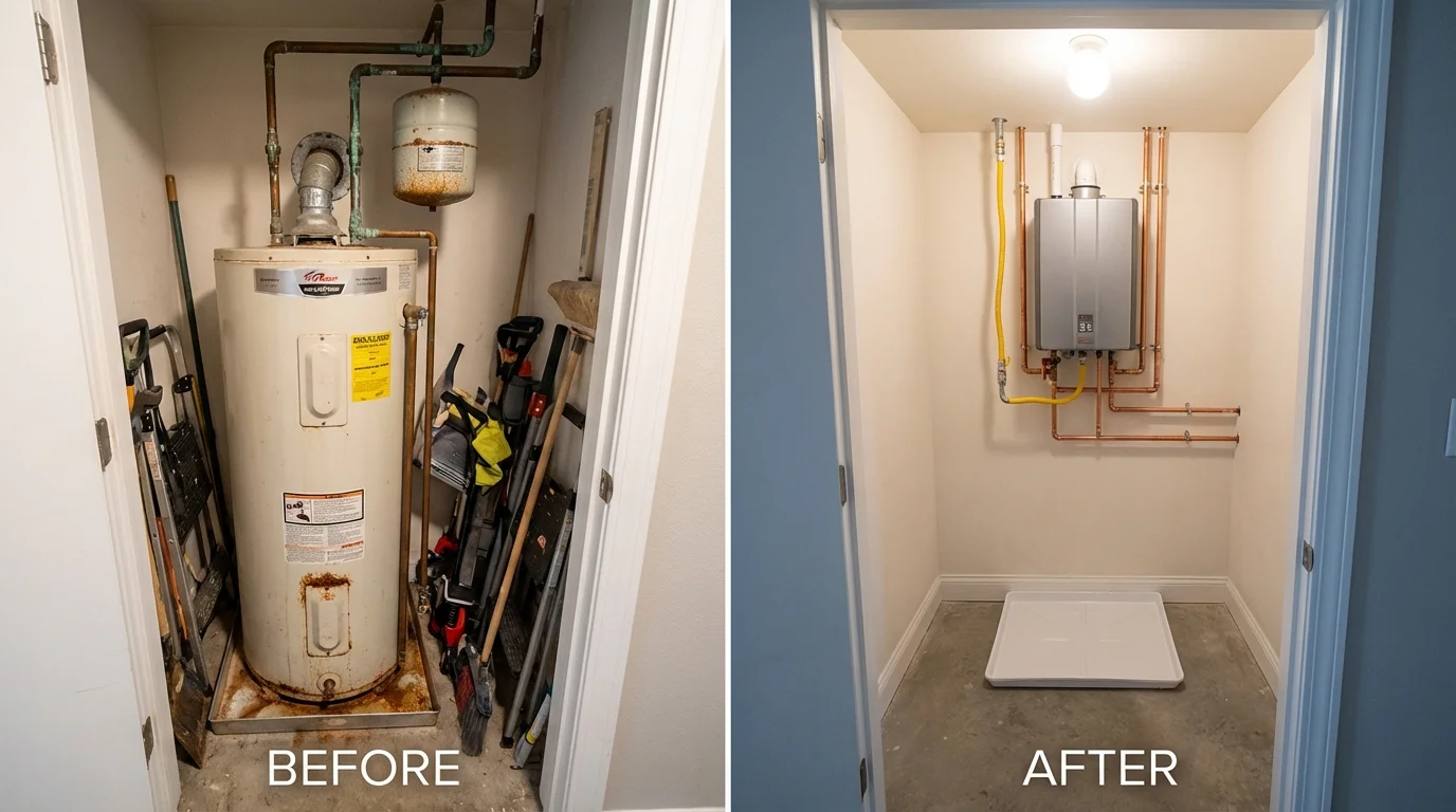 Tank water heater versus wall-mounted tankless unit comparison for Jefferson City, MO homeowners